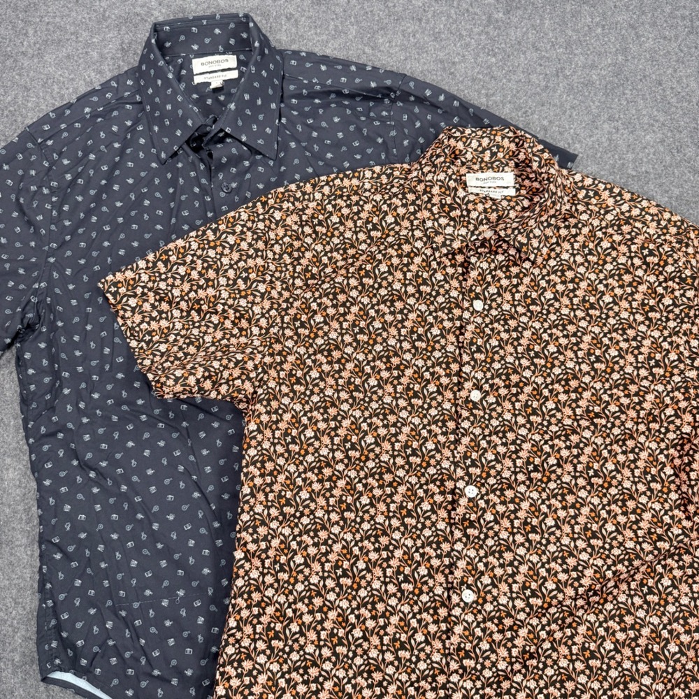 Bonobos Mens Standard Fit Short Sleeve Shirt Bundle Film Camera Floral Small S